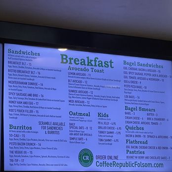 Coffee Republic - breakfast menu - Cafes Near Me - Folsom, California