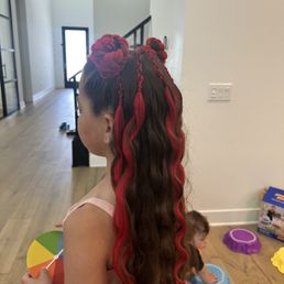 Red braid buns for Descendants concert Red braid buns for Descendants concert