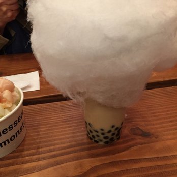 Mini Monster Cafe - Jasmine ice tea with boba and a shaved ice cloud on top . So delicious and so cool lookingl - Ice Cream & Frozen Yogurt Near Me - Long Beach, California