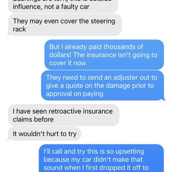 Tesla - Recommends I make a false insurance claim. Oh that's nice! I'm sure Elon loves this service manager. - Car Dealers Near Me - Upland, California