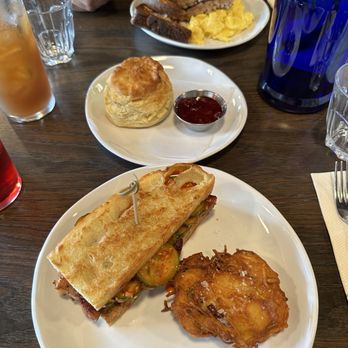Oak Hill Post - BBQ Pork belly sandwich, Latke, breakfast combo - New American Near Me - Pittsburgh, Pennsylvania