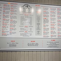 Room Service - Menu of salads and sandwiches