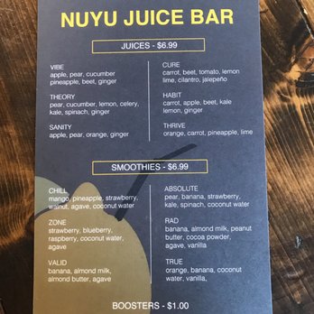NUYU Juice Bar - Menu - Juice Bars & Smoothies Near Me - Yakima, Washington NUYU Juice Bar - Menu - Juice Bars & Smoothies Near Me - Yakima, Washington