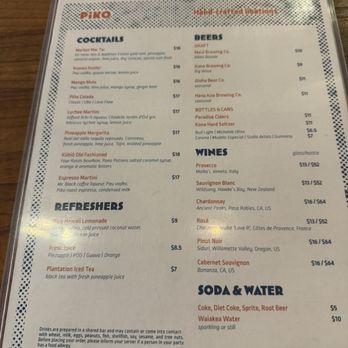 Piko Kitchen + Bar - Menu - Cocktail Bars Near Me - Honolulu, Hawaii Piko Kitchen + Bar - Menu - Cocktail Bars Near Me - Honolulu, Hawaii