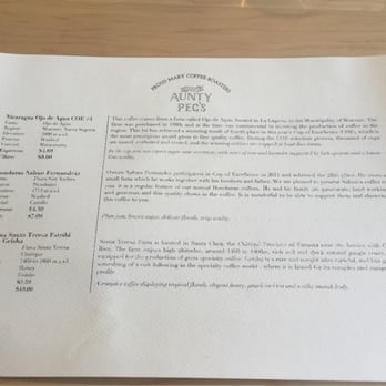 Aunty Peg's - Coffee menu - 20/12/14 - Restaurants Near Me - Collingwood, VIC