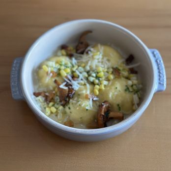 Forrest, A Food Studio - Sweet corn ravioli: pecorino, pancetta, chives - New American Near Me - Traverse City, Michigan