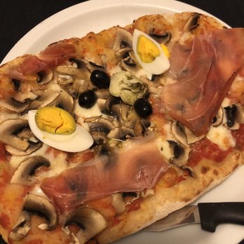 Piacere Molise - Pizza with prosciutto, olives mushrooms and egg - Roman Near Me - Rome, RM
