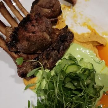 Modern Kitchen - Rack of lamb with hummus and mint - Salad Near Me - Westlake Village, California