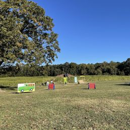 Connect four games with the corn maze and slide in the background Connect four games with the corn maze and slide in the background