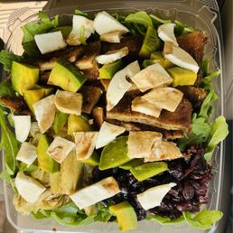 Arugula, eggplant, avocado, artichokes, mozzarella and cranberries topped with olive oil & balsamic vinegar. Arugula, eggplant, avocado, artichokes, mozzarella and cranberries topped with olive oil & balsamic vinegar.