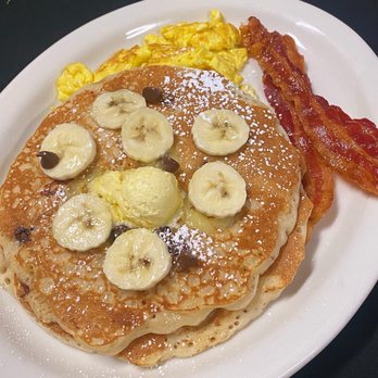 Cock-A-Doodle Restaurant - Delicious fluffy pancakes loaded with fresh bananas! - American Near Me - Chino, California Cock-A-Doodle Restaurant - Delicious fluffy pancakes loaded with fresh bananas! - American Near Me - Chino, California