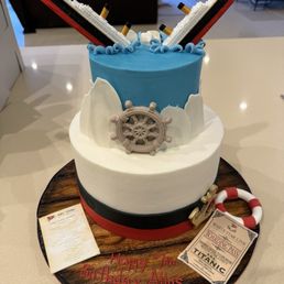 Over the top custom Titanic cake. Everyone was blown away by it. Over the top custom Titanic cake. Everyone was blown away by it.