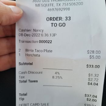 Taco City y Mas - Receipt- Nancy took my order & she was very helpful - Tacos Near Me - Mesquite, Texas Taco City y Mas - Receipt- Nancy took my order & she was very helpful - Tacos Near Me - Mesquite, Texas