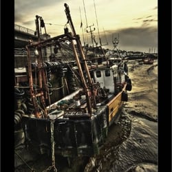 cocklesheds - One of the old fishing boats at 5am