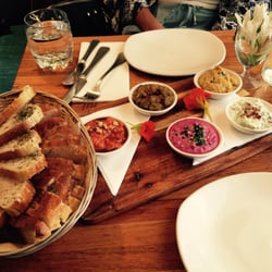 Anatolia Turkish Cuisine - The Meze plate with dips and pide, beautifully presented and delicious!