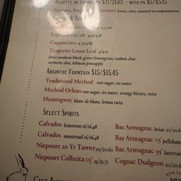 Dessert menu