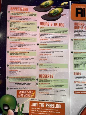 Menu photo 6 Space Aliens Grill & Bar Fargo, ND