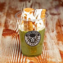 Tacos La Cantina - Flautas in a cup, choose your filling: Chicken Tinga or Potato with vegan cheese