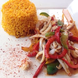 Ongi Etori - Riz pilaf et chipirons à la plancha. Délicieux.
