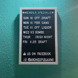 Archie's Pub - Member specials