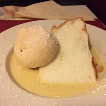 Le Hide - Floating island (meringue cake with hard meringue and caramel sorbet on a bed of creme anglaise) - French Near Me - Paris, 75
