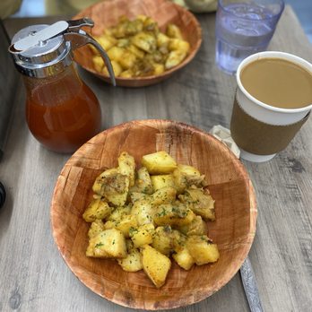 Cafe Pri - 2 sides of home fries and Hot Drip Coffee - Coffee & Tea Near Me - Brooklyn, New York