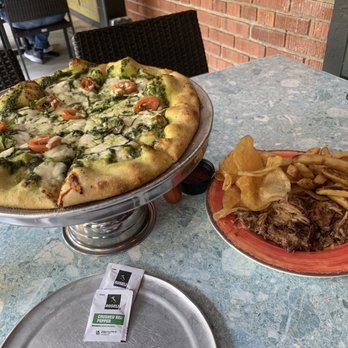 Tapoco Tavern - Margherita Pizza, Beer Braised Pulled Pork Plate with thick cut fries and homestyle potato chips. - Resorts Near Me - Robbinsville, North Carolina Tapoco Tavern - Margherita Pizza, Beer Braised Pulled Pork Plate with thick cut fries and homestyle potato chips. - Resorts Near Me - Robbinsville, North Carolina