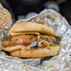Sweet and Savory Bakehouse - What The Cluck? Vegan chicken breakfast sandwich.