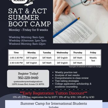Quest Academy - SAT & ACT SUMMER BOOT CAMP - Private Tutors Near Me - Artesia, California Quest Academy - SAT & ACT SUMMER BOOT CAMP - Private Tutors Near Me - Artesia, California