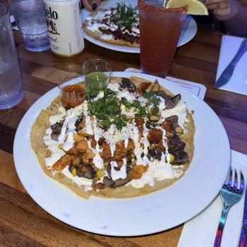 Cantina Rooftop - Michelada and chicken Quesadilla - Lounges Near Me - New York, New York