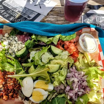 Snook Haven - Cobb Salad and Salmon salad. Very fresh. - Barbeque Near Me - Venice, Florida