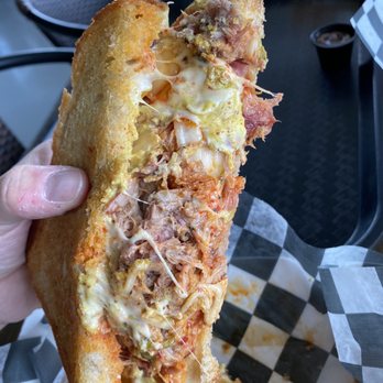 Odd BBQ - The Pork and Kimchi Grilled Cheese. Was so delicious. Chopped pork, ham, Kimchi, Mustard, Gouda and Korean Spicy BBQ sauce. - New American Near Me - Chantilly, Virginia Odd BBQ - The Pork and Kimchi Grilled Cheese. Was so delicious. Chopped pork, ham, Kimchi, Mustard, Gouda and Korean Spicy BBQ sauce. - New American Near Me - Chantilly, Virginia