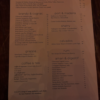 Foreign Cinema - Dessert menu (Front) - Breakfast & Brunch Near Me - San Francisco, California