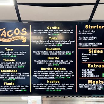 Tacos Don Francisco - Menu 1A - Mexican Near Me - Tulsa, Oklahoma Tacos Don Francisco - Menu 1A - Mexican Near Me - Tulsa, Oklahoma