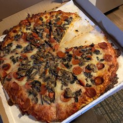 Bocce Club Pizza - Pepperoni and mushrooms