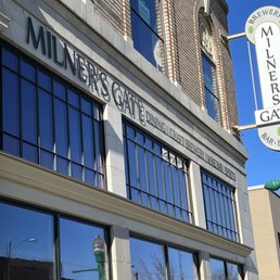 Exterior outside entrance of Milner's Gate - Idaho Craft Brewery - Outside signage - Twin Falls, Idaho Exterior outside entrance of Milner's Gate - Idaho Craft Brewery - Outside signage - Twin Falls, Idaho