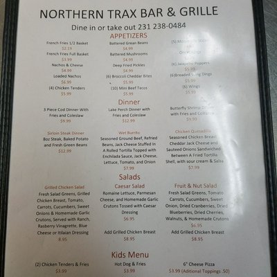 Menu photo 7 Northern Trax Bar and Grille Afton, MI