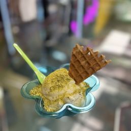 Ashta with pistachio topping