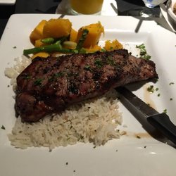 The Point Restaurant - 8 oz strip loin with basmati rice $24