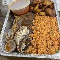Akwaaba Restaurant - Liberian jollof rice (riz au gras) with tilapia