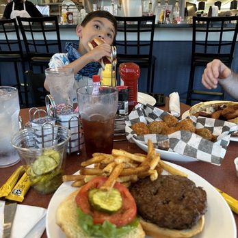Ocean Pointe Grille - Burger w a bear and his hotdog - Breakfast & Brunch Near Me - St Helena Island, South Carolina Ocean Pointe Grille - Burger w a bear and his hotdog - Breakfast & Brunch Near Me - St Helena Island, South Carolina