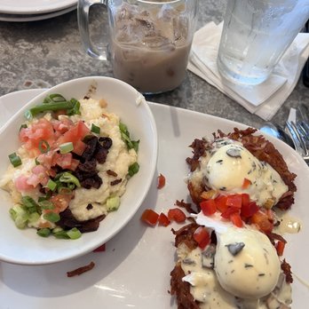 Another Broken Egg Cafe - Salted caramel coffee, city grits, hash brown Benedict - Breakfast & Brunch Near Me - Fishers, Indiana Another Broken Egg Cafe - Salted caramel coffee, city grits, hash brown Benedict - Breakfast & Brunch Near Me - Fishers, Indiana