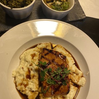 Plated Lounge - Salmon n Grits, Kale with Smoked Turkey, Fried Brussel Sprouts - Caterers Near Me - East Point, Georgia