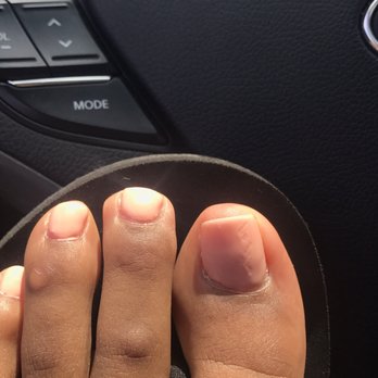 New York Nails - My toe nail isn't straight. I asked to get it cut down and this was the result. You can also see the paint drip - Nail Salons Near Me - Pittsburgh, Pennsylvania