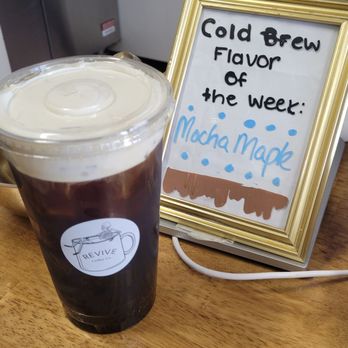 Revive Coffee  RI - Maple cold brew with maple cold foam, perfection - Coffee & Tea Near Me - North Smithfield, Rhode Island