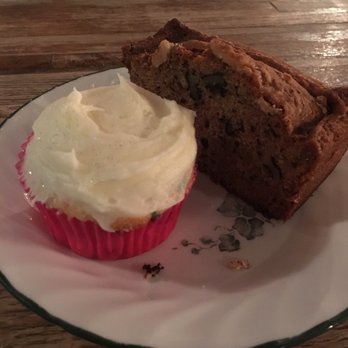 Lux Central - Left funfetti cupcake and zucchini walnut bread right. - Coffee & Tea Near Me - Phoenix, Arizona