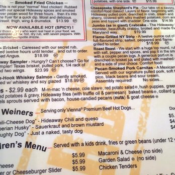 The Hideaway - Menu: Entrees - Sports Bars Near Me - Odenton, Maryland The Hideaway - Menu: Entrees - Sports Bars Near Me - Odenton, Maryland