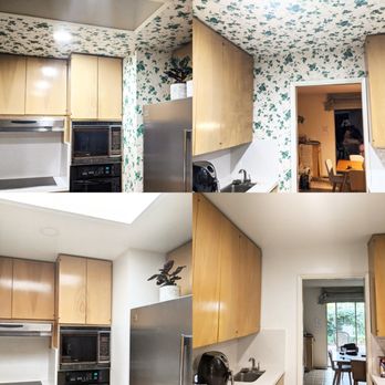 Davids Custom Painting - Kitchen before and after wallpaper removal and painting. - Painters Near Me - Fresno, California Davids Custom Painting - Kitchen before and after wallpaper removal and painting. - Painters Near Me - Fresno, California