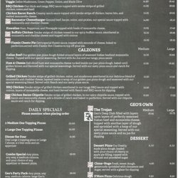 Geo's Pizza - Menu~Page 2