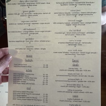 Marian Cocktails & Kitchen - Menu - Cocktail Bars Near Me - Raleigh, North Carolina